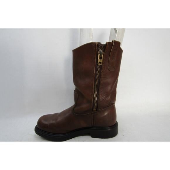 Red Wing Pecos Mens Size 7 EE Brown Leather Zip Steel Toe Work Cowboy Boots - Picture 2 of 11
